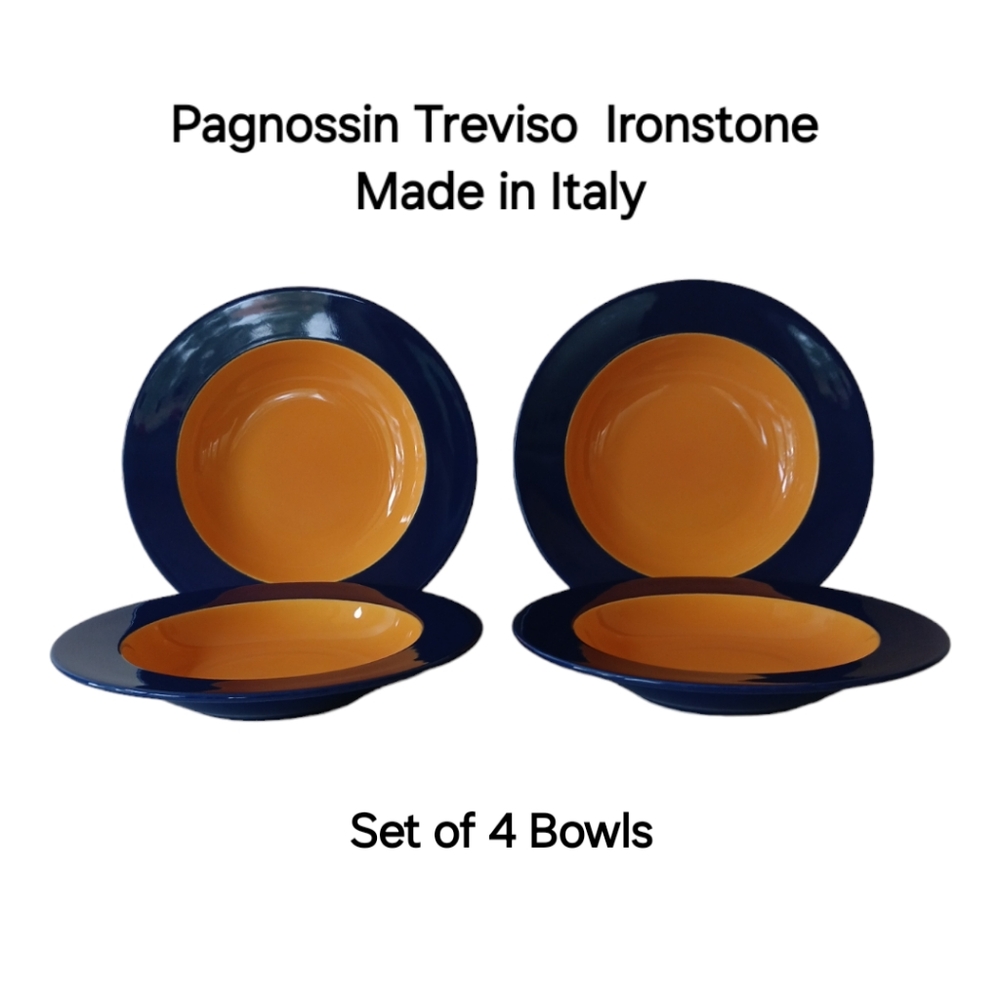 Pagnossin Treviso Ironstone Blue Orange Bowls